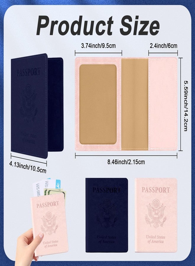 Linsuminn Passport Holder, Passport Holder for Travel, Travel Passport Holders Must Haves for Women Men, Passport Cover Passport Wallet Case Holders for Travels Cruise Ship Essentials, Dark Blue & Rose Gold - Image 2